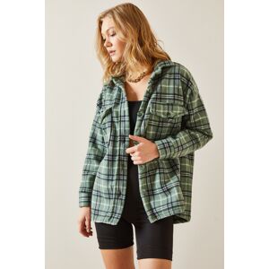 XHAN Green Checkered Fleece Shirt