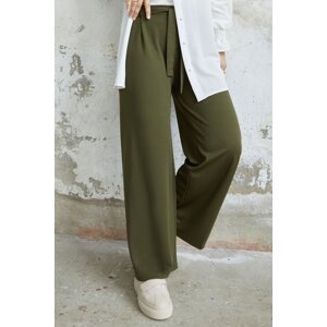 InStyle Belted Waist Loose Scuba Trousers - Khaki
