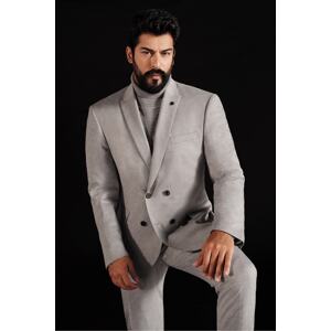 ALTINYILDIZ CLASSICS Men's Gray Slim Fit Slim Fit Swallow Collar Suit