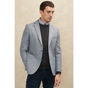 ALTINYILDIZ CLASSICS Men's Anthracite Slim Fit Slim Fit Monocollar Patterned Jacket.