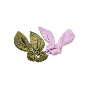 Scarf badges with XXL bow 2-pack khaki/light lilac