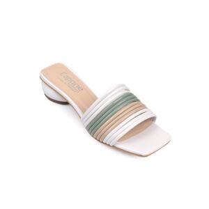 Capone Outfitters Capone Green Nude White Women's Mid Heel Multi Color Stylish Slippers