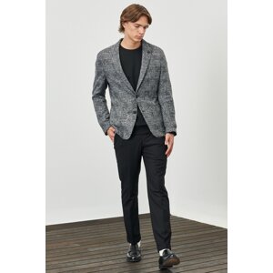 ALTINYILDIZ CLASSICS Men's Black-gray Slim Fit Slim Fit Swallow Collar Plaid Ultra Light Woolen Jacket