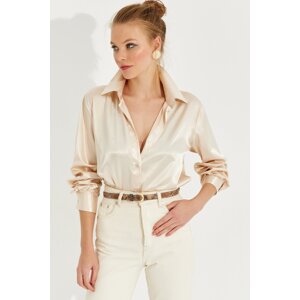 Cool & Sexy Women's Vanilla Satin Shirt