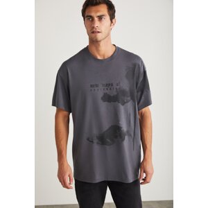 GRIMELANGE Kyrie Basic Crew Neck Gray T-shirt