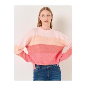 Jimmy Key Pink Crew Neck Long Sleeve Striped Knitwear Sweater