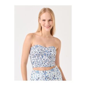 Jimmy Key White Strapless Patterned Bustier