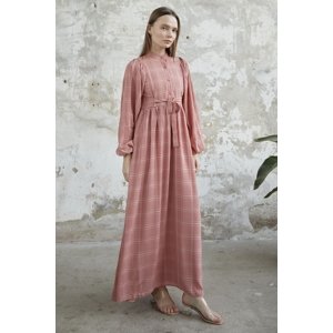 InStyle Self Belted Patterned Dress - Pale Pink