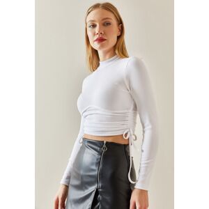 XHAN White Piping & Gathered Camisole Crop Blouse