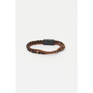 ALTINYILDIZ CLASSICS Men's Black-Orange 100% Leather Bracelet