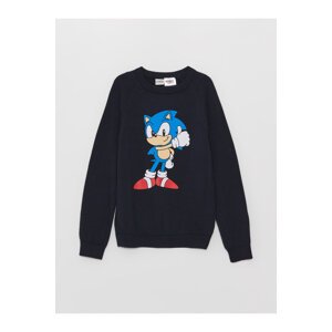 LC Waikiki Boy's Crew Neck Sonic Printed Long Sleeve Knitwear Sweater