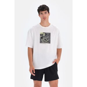 Dagi Off-White Front Print Detailed Cotton T-shirt