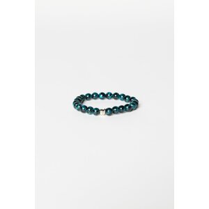 ALTINYILDIZ CLASSICS Men's Black-turquoise Glass Bead Bracelet