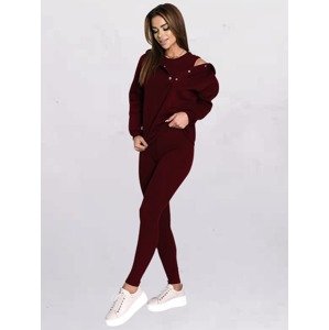 Women's 3-piece burgundy tracksuit