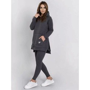 Women's set with oversize sweatshirt and ribbed leggings, graphite