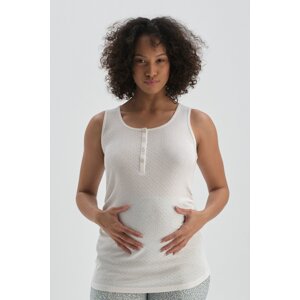 Dagi White Sleeveless Buttoned Cotton Maternity Undershirt