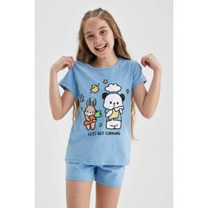 DEFACTO Girl Printed Short Sleeved Shorts Pajamas Set