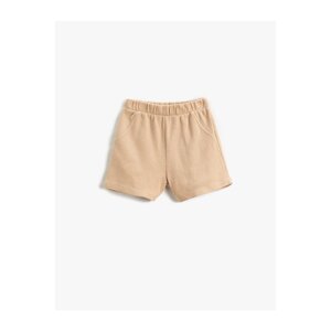 Koton Basic Textured Shorts, Pockets, Elastic Waist.