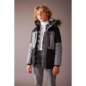 DEFACTO Boy Hooded Fleece Lined Coat