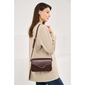 Madamra Brown Women's Hard Envelope Bag