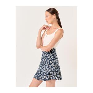 Jimmy Key Navy Blue Slim Fit Woven Mini Linen Skirt