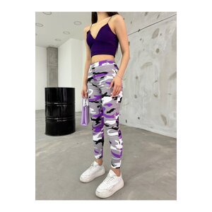 BİKELİFE Lilac Camouflage Pattern Gabardine Leggings Trousers