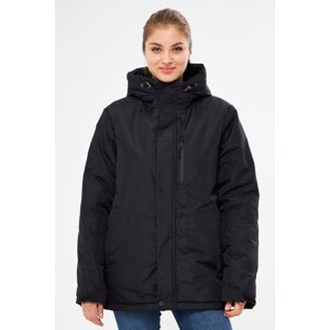 River Club Women's Black Fleece Water And Windproof Hooded Winter Thick Coat & Parka