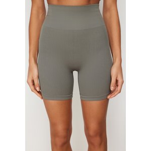 Trendyol Khaki Seamless/Seamless Push Up Gathered Sports Shorts Tights