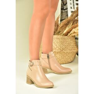 Fox Shoes Women's Nude Thick Heeled Boots