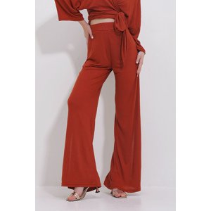 Trend Alaçatı Stili Women's Tile Slit Wide Cut Trousers