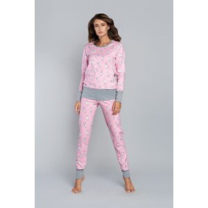 Women's pajamas Lama long sleeves, long pants - pink print
