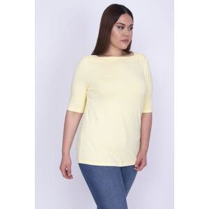 Şans Women's Plus Size Yellow Square Neck Viscose Blouse