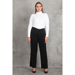 Şans Women's Plus Size Black Striped Classic Pants