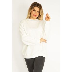 Şans Women's Plus Size Cap 3 Thread Polar Fleece Sweatshirt