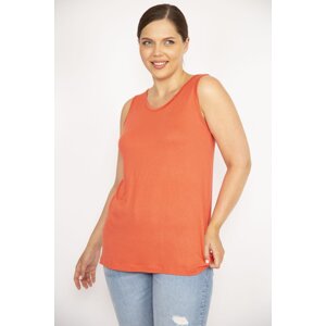 Şans Women's Pomegranate Plus Size Crew Neck Tank Top