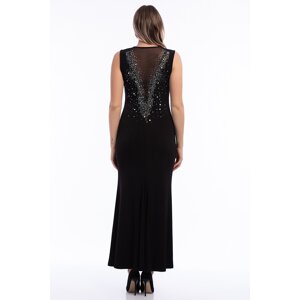 Şans WOMEN'S BLACK Plus SIZE STONE DETAILED EVENING DRESS