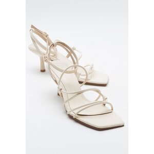 LuviShoes STAY Women's Ecru Beige Heeled Sandals