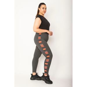 Şans Women's Plus Size Gray Side Detailed Sports Leggings