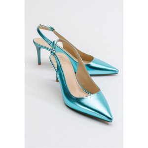 LuviShoes Sleet Women's Turquoise Metallic Heeled Shoes.