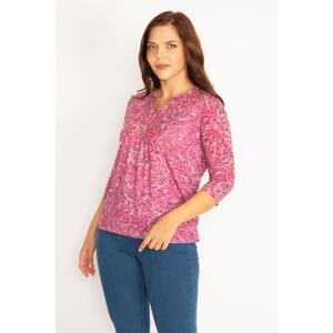 Şans Women's Plus Size Fujiya V-Neck Blouse