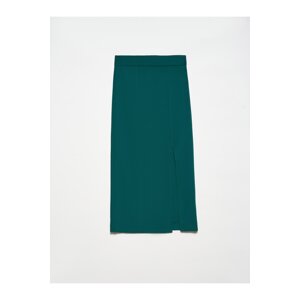 Dilvin 80806 Slit Pencil Skirt-Green