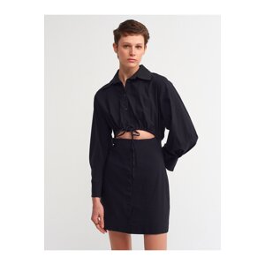 Dilvin 90316 Window Detailed Shirt Dress-black