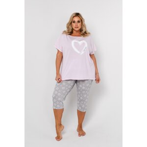 Women's pyjamas Noelia, short sleeves, 3/4 legs - light pink/print