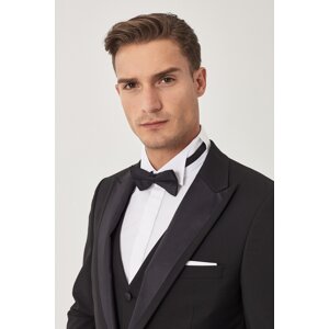 ALTINYILDIZ CLASSICS Men's Black Slim Fit Slim Fit Vest Patterned Tuxedo Groom Suit