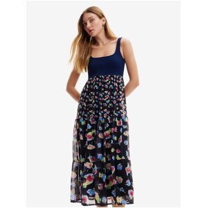 Women's Navy Blue Floral Maxi Dress Desigual Vancouver - Women