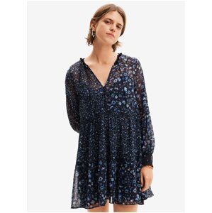 Women's Dark Blue Floral Dress Desigual Duque - Women