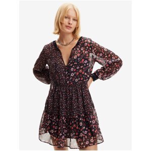 Burgundy women's floral dress Desigual Duque - Women