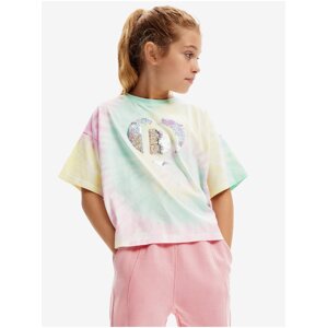 Yellow-green girl's tie-dye T-shirt Desigual Daira - girls