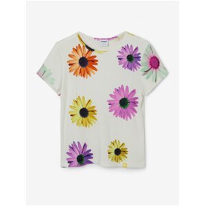 White Girls' Floral T-Shirt Desigual Danerys - Girls