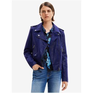 Women's Dark Blue Faux Leather Jacket Desigual Harry - Women